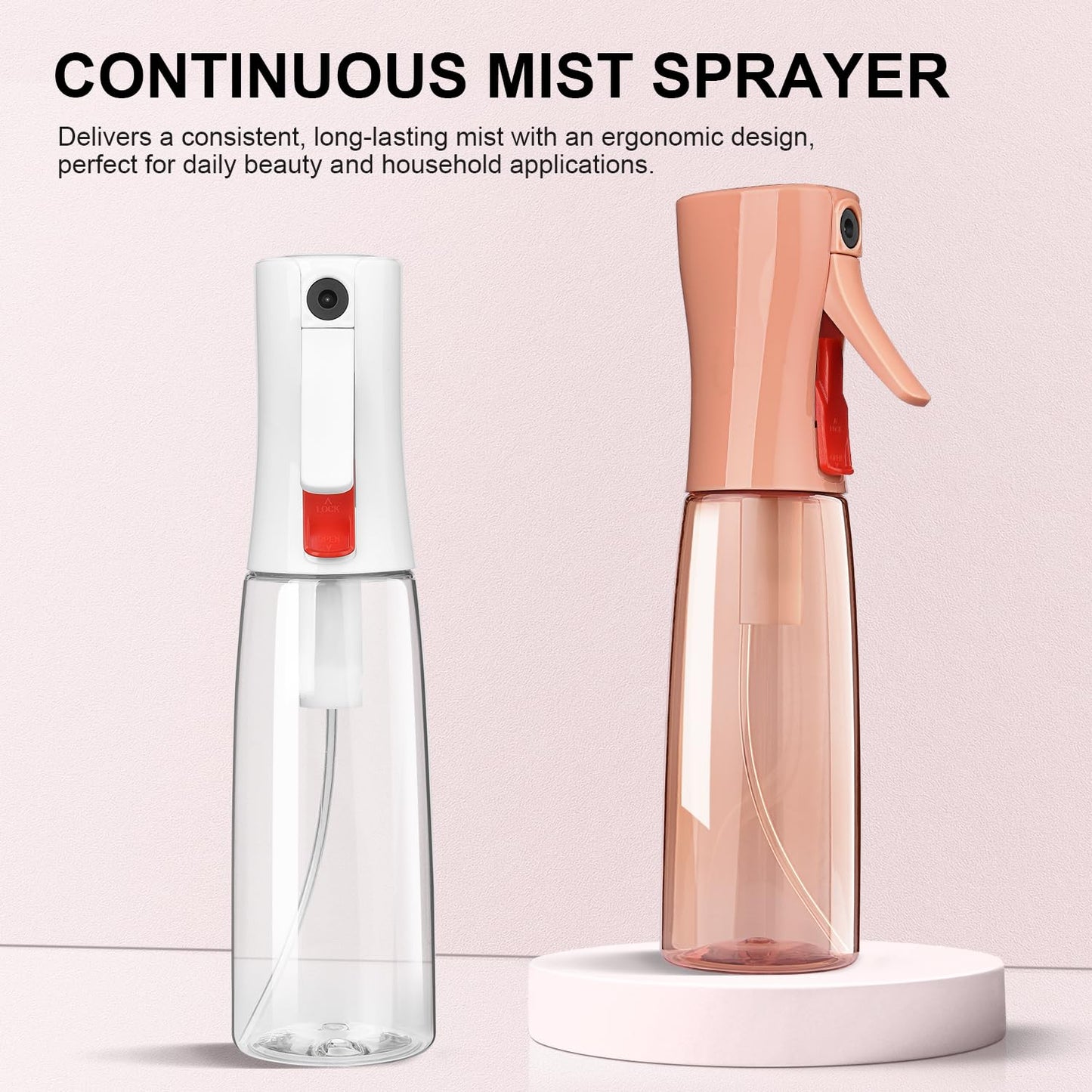 Bepkac Continuous Spray Bottle for Hair – Fine Mist Water Mister, Empty Spray Bottles – Recycled Hair Misting Sprayer for Styling, Cleaning, Plants, Barbers, Salons & More – 2pk 6.1 OZ