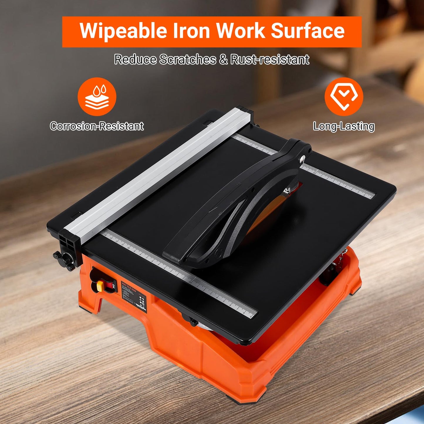 GarveeTech 7 inch Wet Tile Saw, 6500 RPM & Pure Copper Motor, Bevel cuts tile from 0 to 45, Tile Cutter Wet Saw with Water Reservoir for Cutting Tiles and Stones, for DIY Enthusiasts