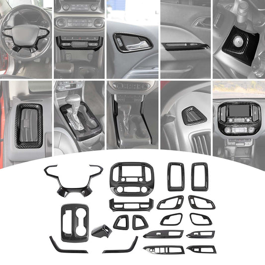 PDKLIN for Colorado Carbon Fiber Interior Center Console Dash Trim Kit, AC Vent Door Panel Trim Cover for Chevy Colorado 2014-2022 Carbon Fiber Interior Accessories 19pcs