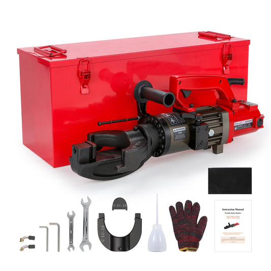 Electric Hydraulic Rebar Bender, 1500W 120V Portable Rebar Bender, Bending up to 1″ (#8, 25mm) Rebar, Lightweight 30 lb Aluminum Body, NRB-25 (NRB-25 Red)