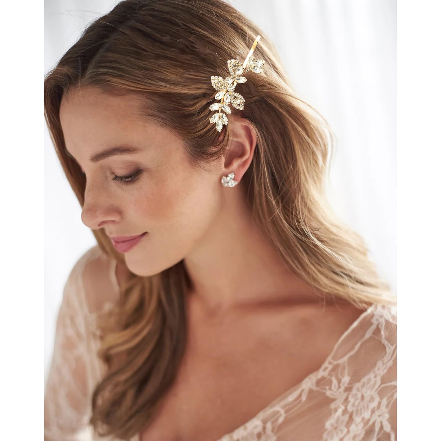 4 Pcs Rhinestone Hair Clips for Women Hair Barrettes Gold Hair Accessories Bridal for Wedding Party Everyday
