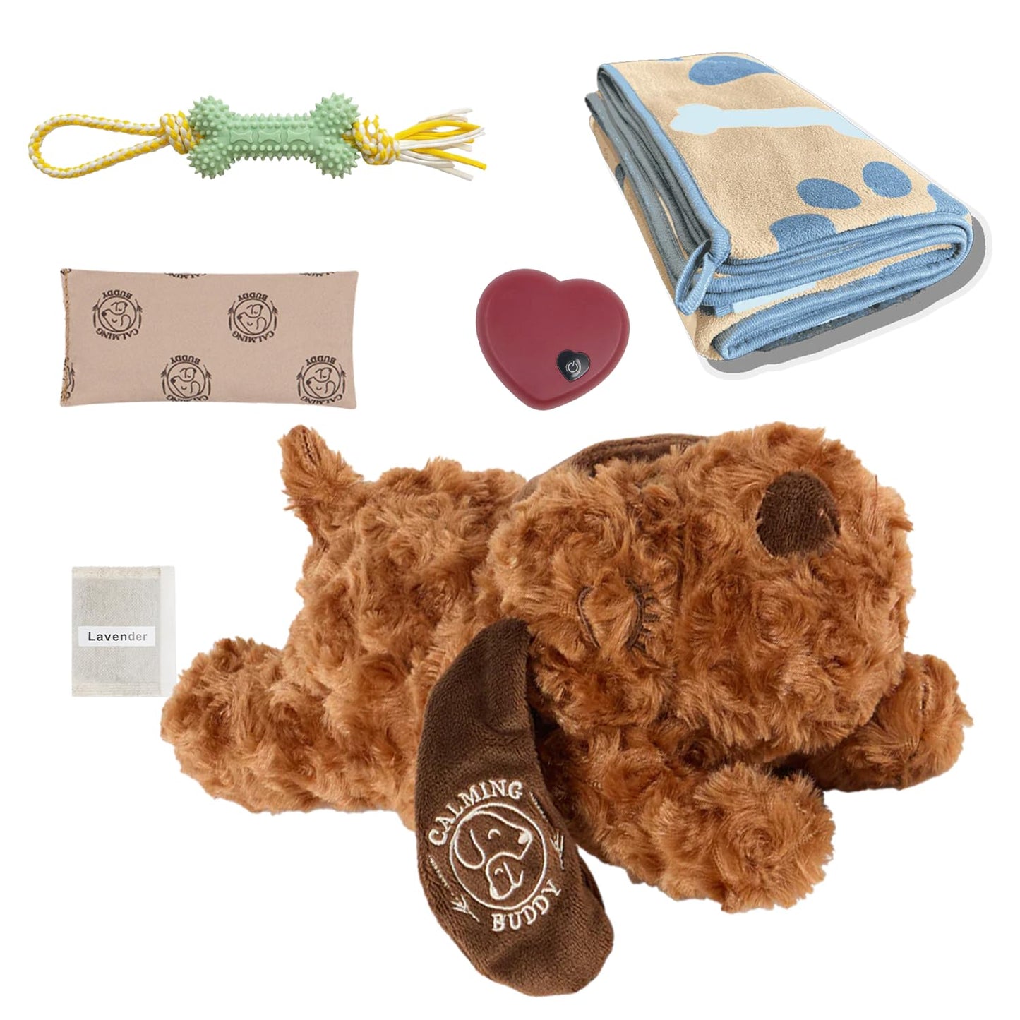 calming buddy - Little Buddy Kit - Puppy Hearbeat Toy for Small Puppy, Anxiety Relief with Reusable Heat Pack and Lavender, Sleep Aid for Dogs, Plush Comfort Toy, Includes Blanket & Squeaky Toy