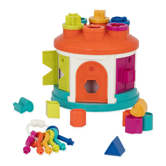 Battat – Shape & Color Sorting Toy – Developmental Toy – Pattern Matching Game – Color – Coded Keys – 2+ Years – Shape Sorter House