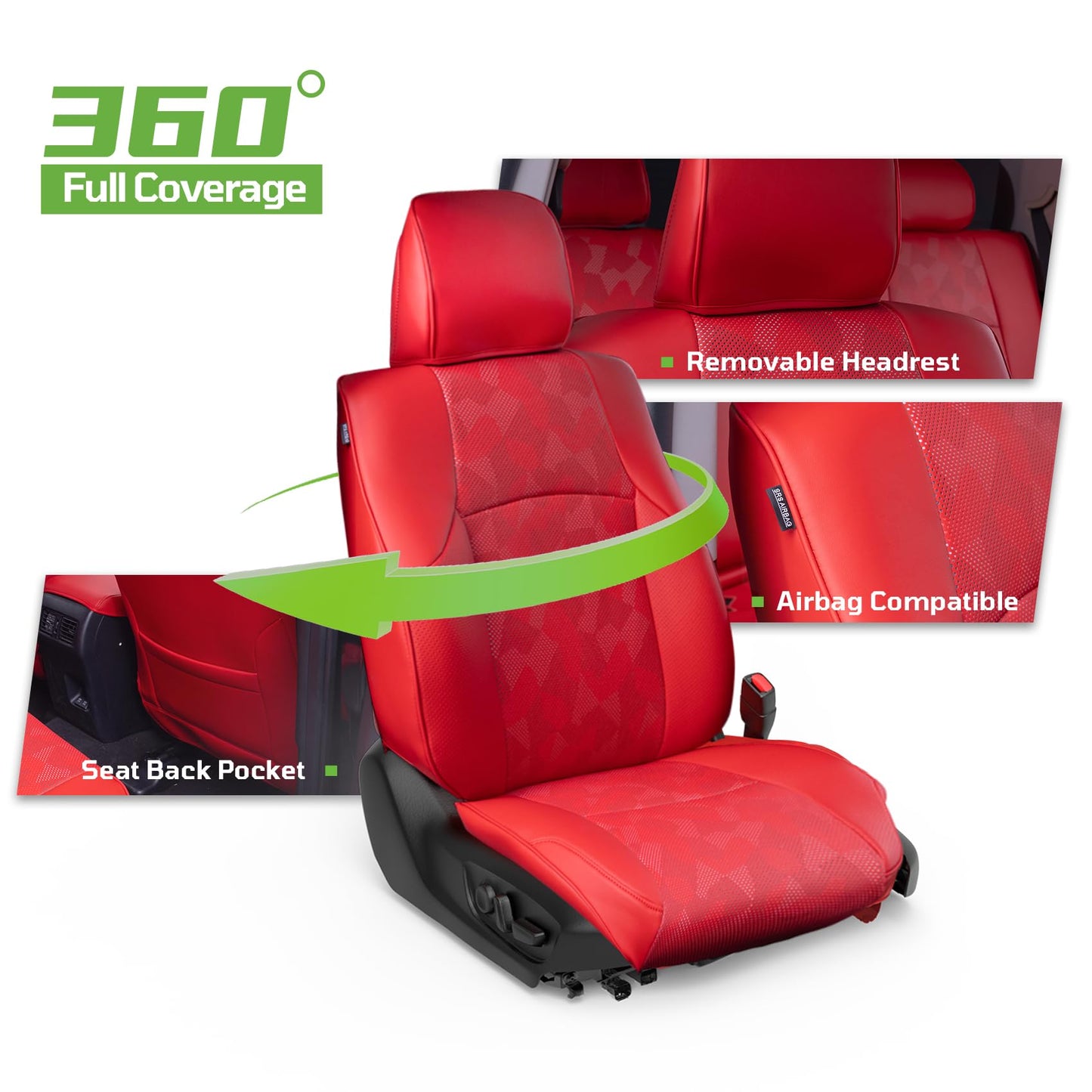 Fit for Toyota 4Runner 2010-2024(5th) Car Seat Covers,Custom Automotive Seat Covers Full Set-Front,Second & Third Car Seat Protector,Luxury Leather Seat Covers for SUV (3-Row,7 Seats Model Only-Red)