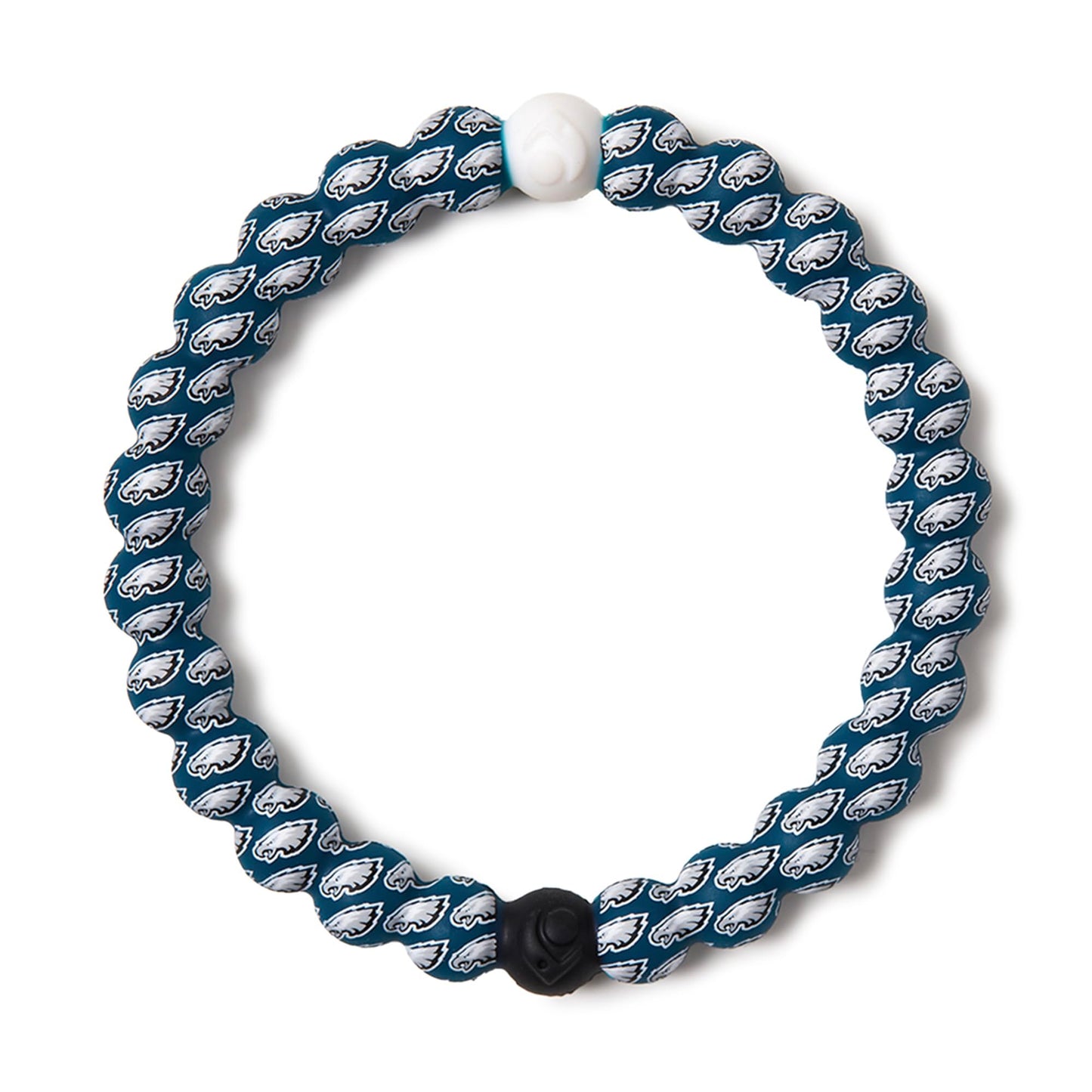 Lokai Silicone Beaded Bracelet for Men & Women, NFL Football Collection - Philadelphia Eagles, Green Logo, Medium - Silicone Jewelry Fashion Bracelet Slides-On for Comfortable Fit