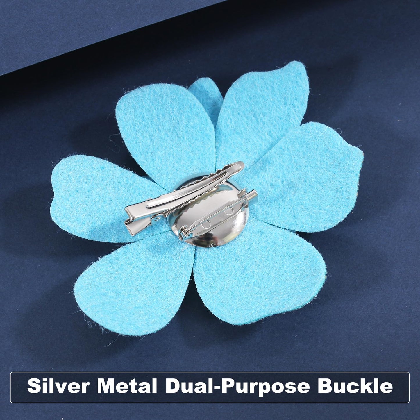 Merdia 3.74 Inches Rhinestone Camellia Flower Brooch Pins & Hair Clips for Women Elegant Created Crystal Lapel Pin Brooches Wedding Party Blue