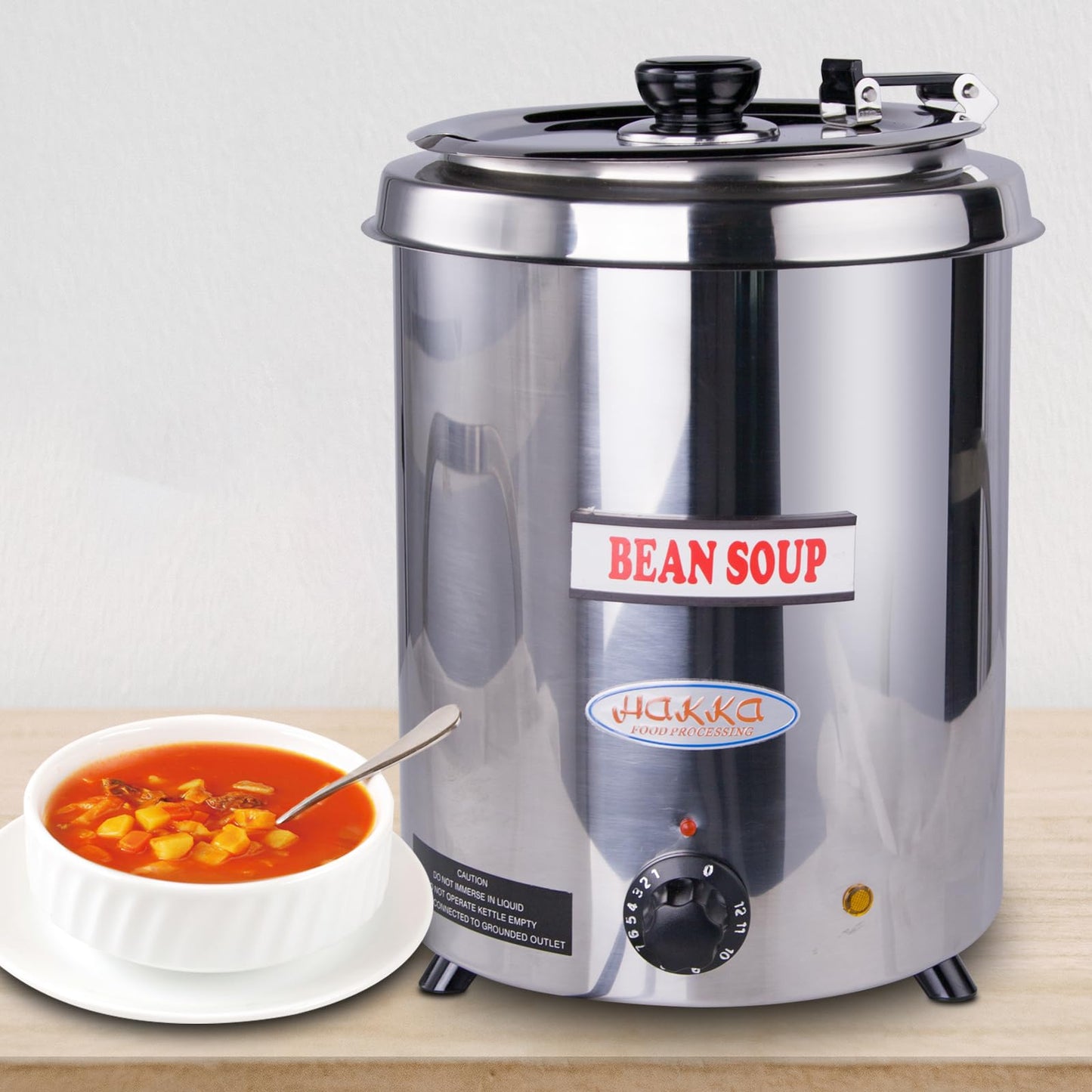 EASYROSE 6Qt Commercial Soup Warmer, 300W Soup Kettle Buffet Food Warmer with Hinged Lid & Detachable Pot, Temperature Control (105-195°F) for Soups, Chili, Nacho Cheese - Silver