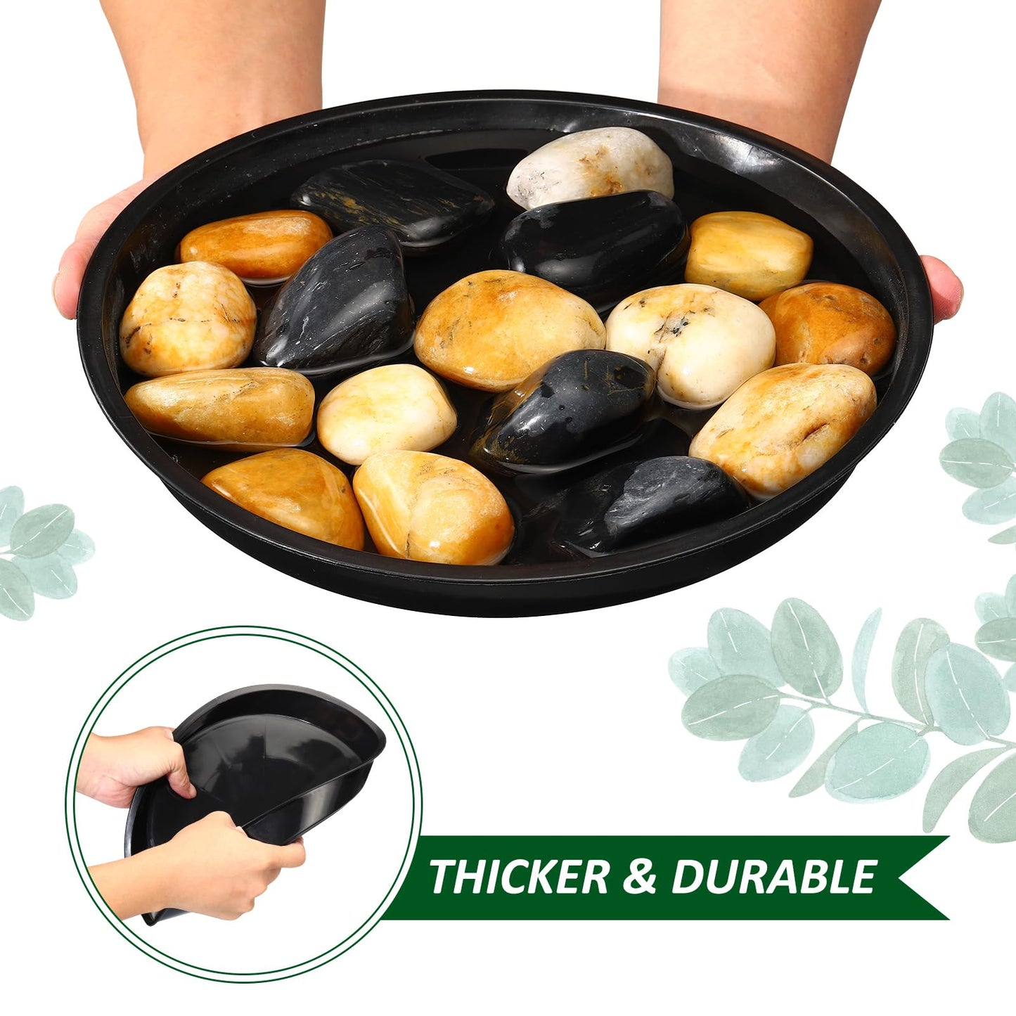 PATIKIL 30 Pack Plastic Plant Saucer, 10 Inch Plastic Plant Tray for Pots Flower Round Plant Dish Plant Drip Trays Water Tray Pot Drainage Tray for Indoors Outdoors Garden, Black
