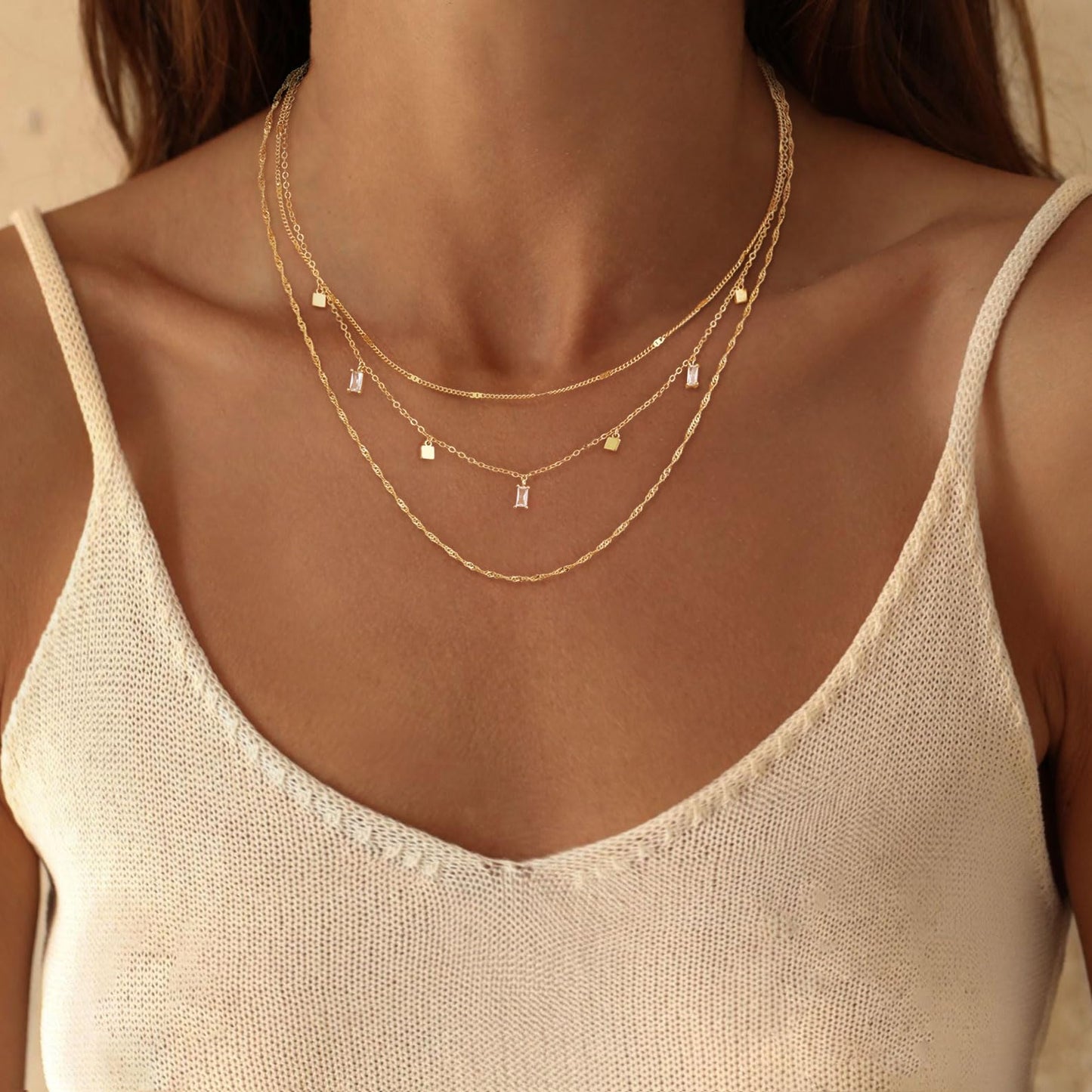 SELFROSE Layered Gold Necklaces For Women,Dainty Prom Chain Necklace Stack Gold Plated Choker Necklaces For Women Trendy Simple Layered Necklace Set Fashion Summer Jewelry