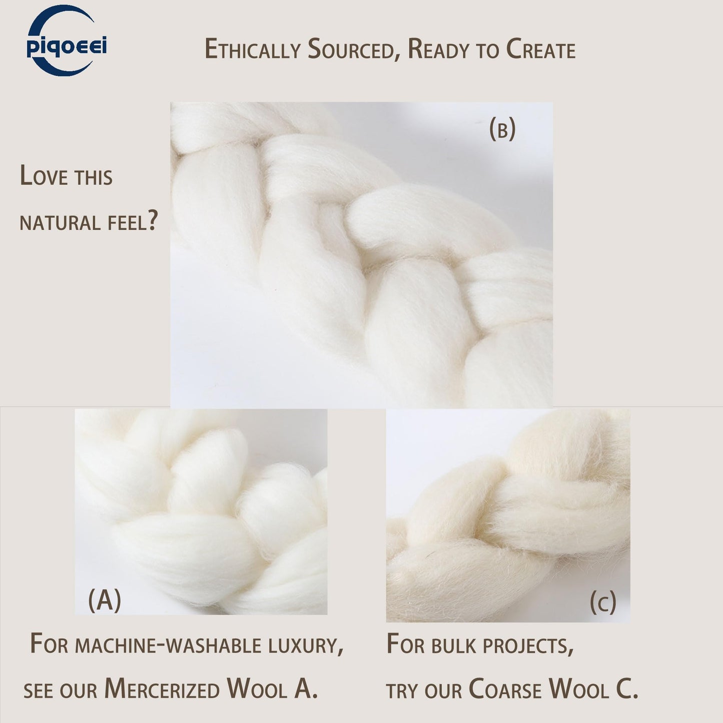 Merino Wool Roving Top for Spinning and Felting - 100% Natural Undyed, Soft Fine Wool for Needle Felting, Knitting, Dyeing (1lb)