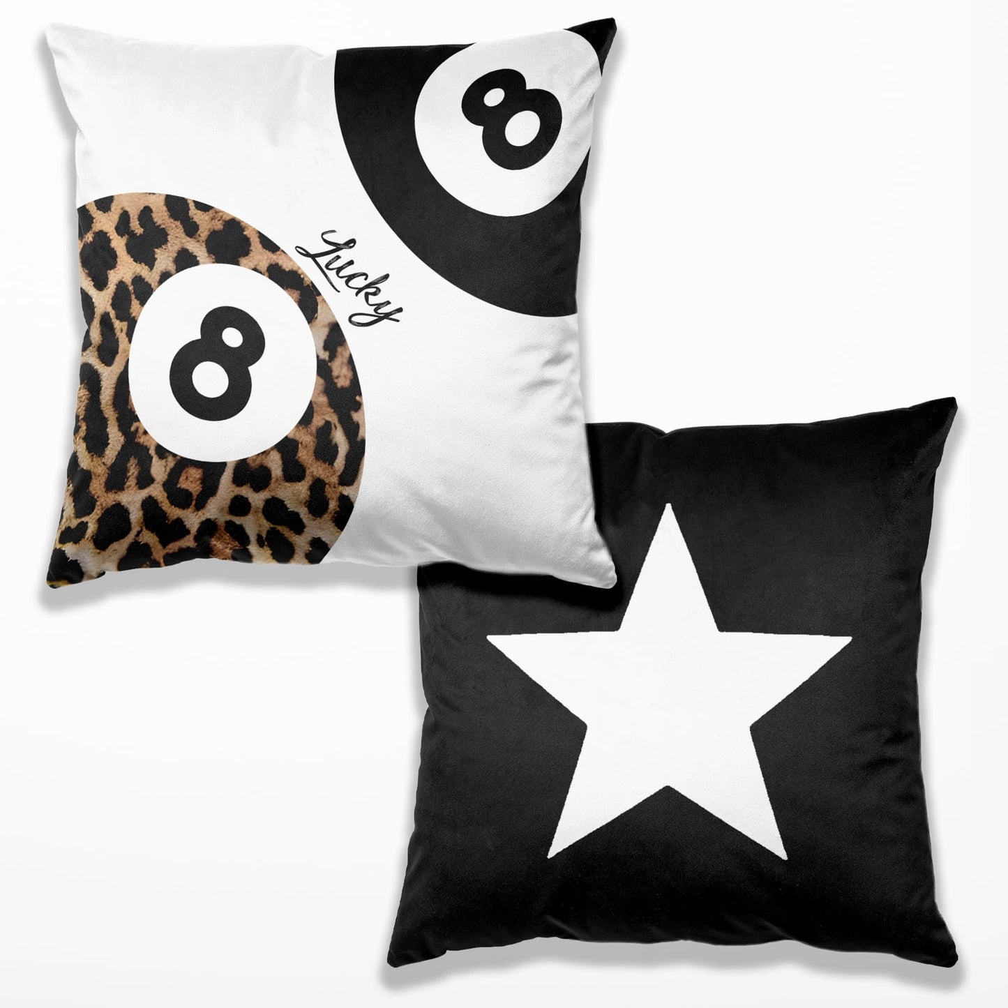 TopXmai Preppy Star Lucky 8 Ball Cheetah Leopard Print Room Decor Pillow Cover 18x18 Set of 2,Leopard Gifts for Women,Cheetah Print Gifts,Coquette Pillow Covers for Girls Room Dorm Apartment Decor