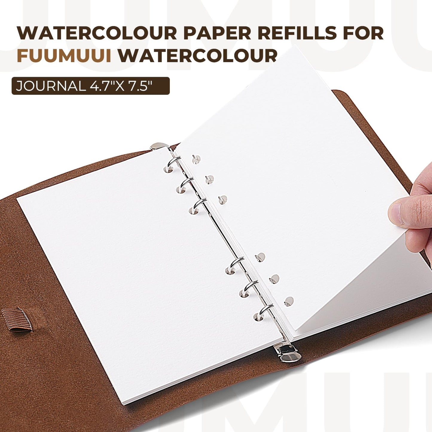 Fuumuui Watercolor Sketchbook Paper Refill - 20 Sheets 140 LB (300 GSM) Cold Pressed, Acid-Free Cotton Paper for Painting, Drawing, Art Journaling, Sketchbook As Travel Notebook - 4 x 6.5 inches