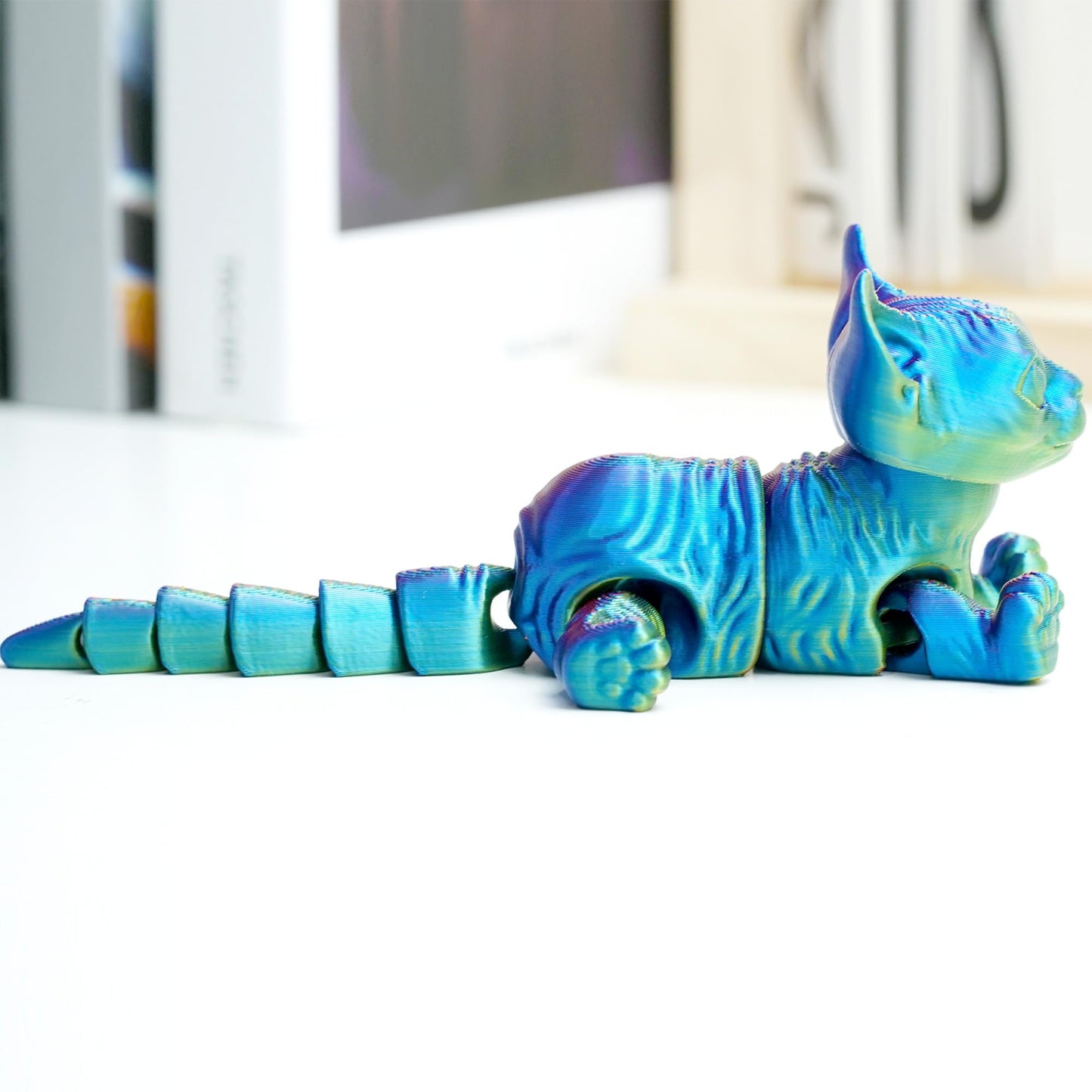 BANPIWOLG 3D Printed Cat Model,Flexible Cat Animals Toy Statue,Joint Mobility,Home Office Decor,Interesting Toys for Autism/ADHD,Festival Gifts toco,Fidget Toys, Executive Desk Toy (RYB)