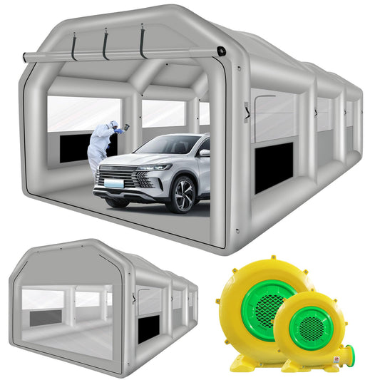 QILEBA Inflatable Painting Spray Booth 26x14.5x9.5ft, Portable Blow Up Car Paint Booth with Air Filter System for Car Parking Tent Workstation