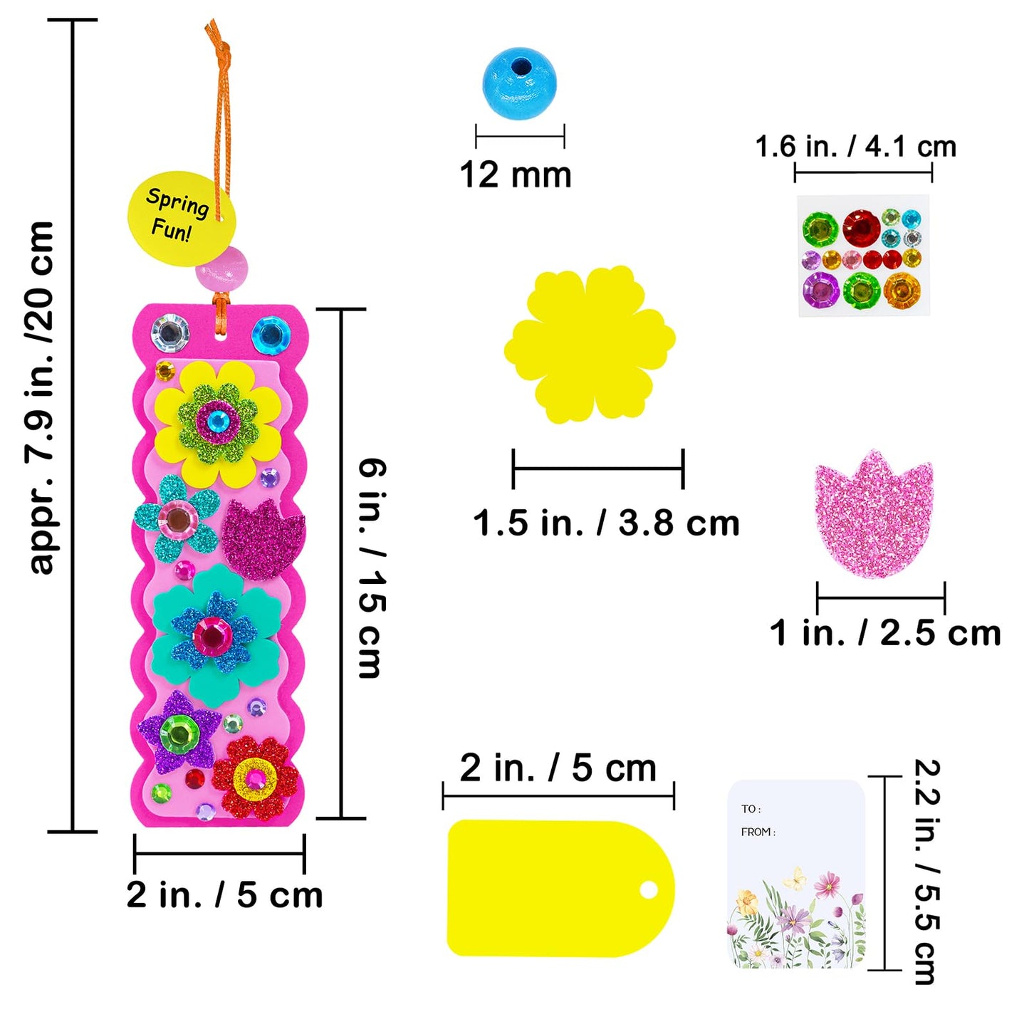 Winlyn 36 Sets Flower Crafts Kits Spring Summer Crafts DIY 3D Tuilp Sunflower Flower Bookmarks Ornaments Art Sets Foam Stickers Arts and Crafts for Kids Camping Classroom Activities Party Favors