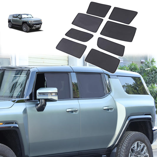 for Hummer EV SUV Accessories Car Side Window Shades&Rear Window Full Sun Shades Kit 8PCS Glare Breathable Car Privacy Curtains Block Light for Hummer EV SUV 2024-2026 (Foldable Heat Insulation Film)