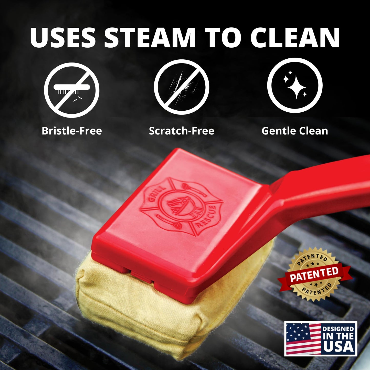 Grill Rescue BBQ Replaceable Cleaning Head, Bristle Free - Durable and Unique Grill Tools for Cast Iron or Stainless-Steel Grates, Barbecue Cleaner (Replaceable Head)