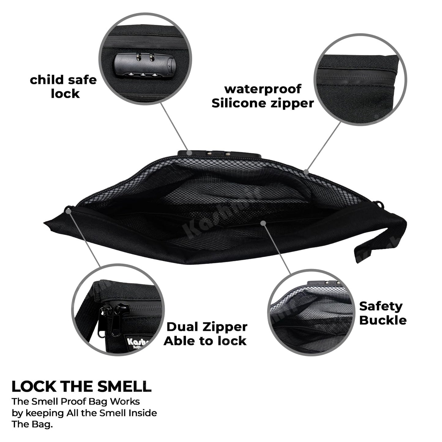 Kashmir Money Bag with Lock 12" x 10" – Waterproof Smell-Proof Cash & Document Organizer with Zipper & Combo Lock – Lockable Pouch for Travel, Business, Passports, Valuables & Notary Supplies