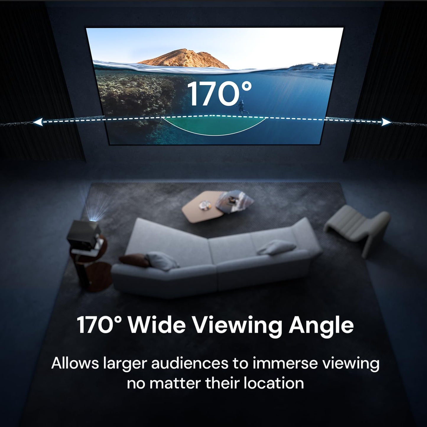 Valerion 120-inch Fixed Frame Projector Screen, 1.3 dB Gain, 80% PQE, 4K/8K Ultra HD, 3D Wall Mount Projector Screen, Works with Long Throw, Short Throw & Ultra Short Throw Projectors
