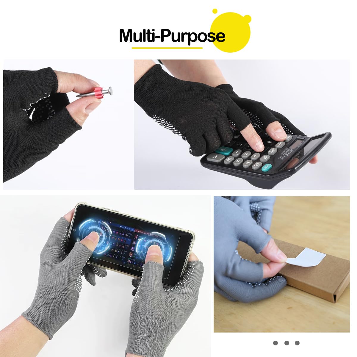 Nylon Work Glove for Garden/Cycling-2 Pairs Lightweight 2 Half-Finger Breathable Fingerless Garden Gloves Fishing Gloves