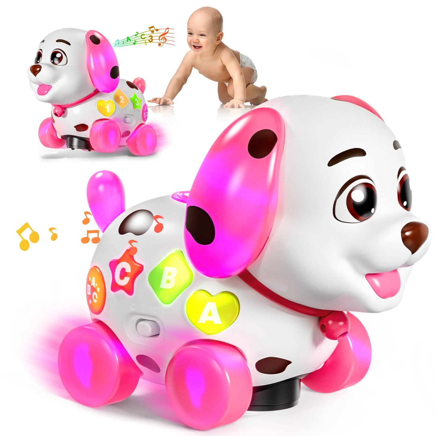 ToddlerCley Musical Puppy Toys for 1 Year Old Girl Gifts, 1st Birthday Gril Gift, Bilingual Baby Toy 6-12-18 Months, Learning Toy for 1 Year Old Boy Present with Sound Light