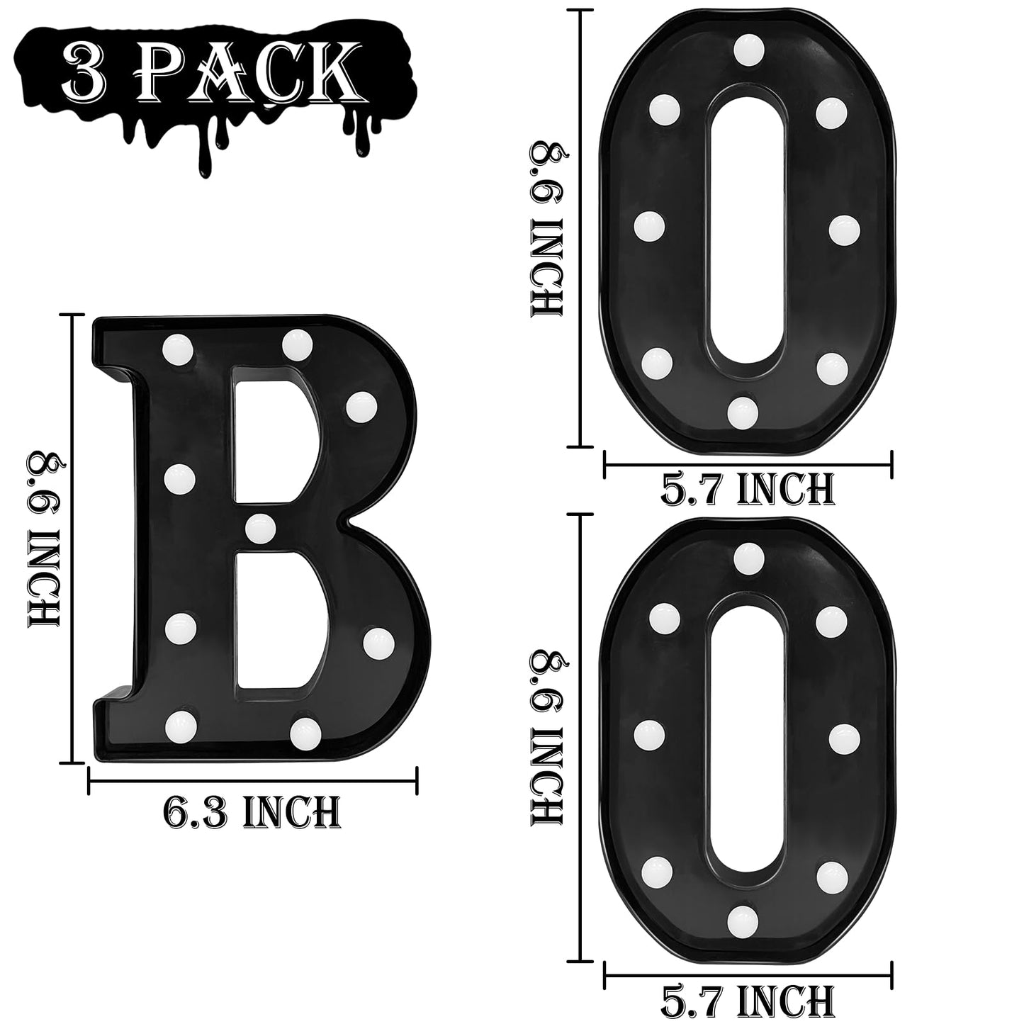 Halloween Decorations Indoor - Boo 3 Pack LED Light Up Hanging Letters Black Boo Signs Light for Indoor Halloween Decor Home Table Party Wall Mantel Fireplace Bedroom, Purple Lights