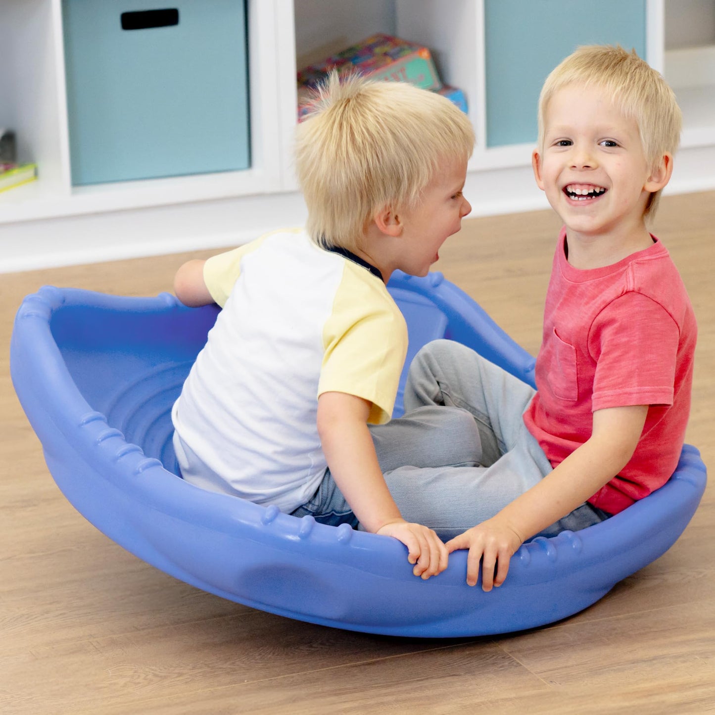 Simplay3 Rock and Spin Sensory XL Wobble Disk Climbing Dome for Toddlers and Kids Rocking and Climbing, Indoor/Outdoor Periwinkle Blue, 1 Pack, Ages 2-12 Years