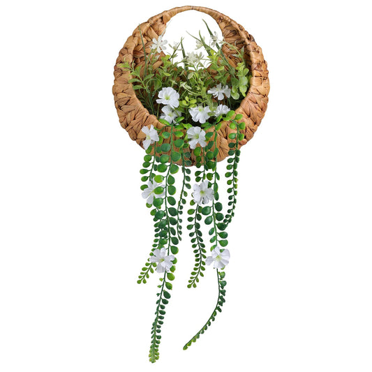JoyEvy 22inch Artificial Handing Plants for Wall Art Decor,Greenery Wall Decorations,Ivys Succulents Greenerys with Flower Baskets for Home,Farmhouse,Indoor,Porch,Room,Garden Decoration