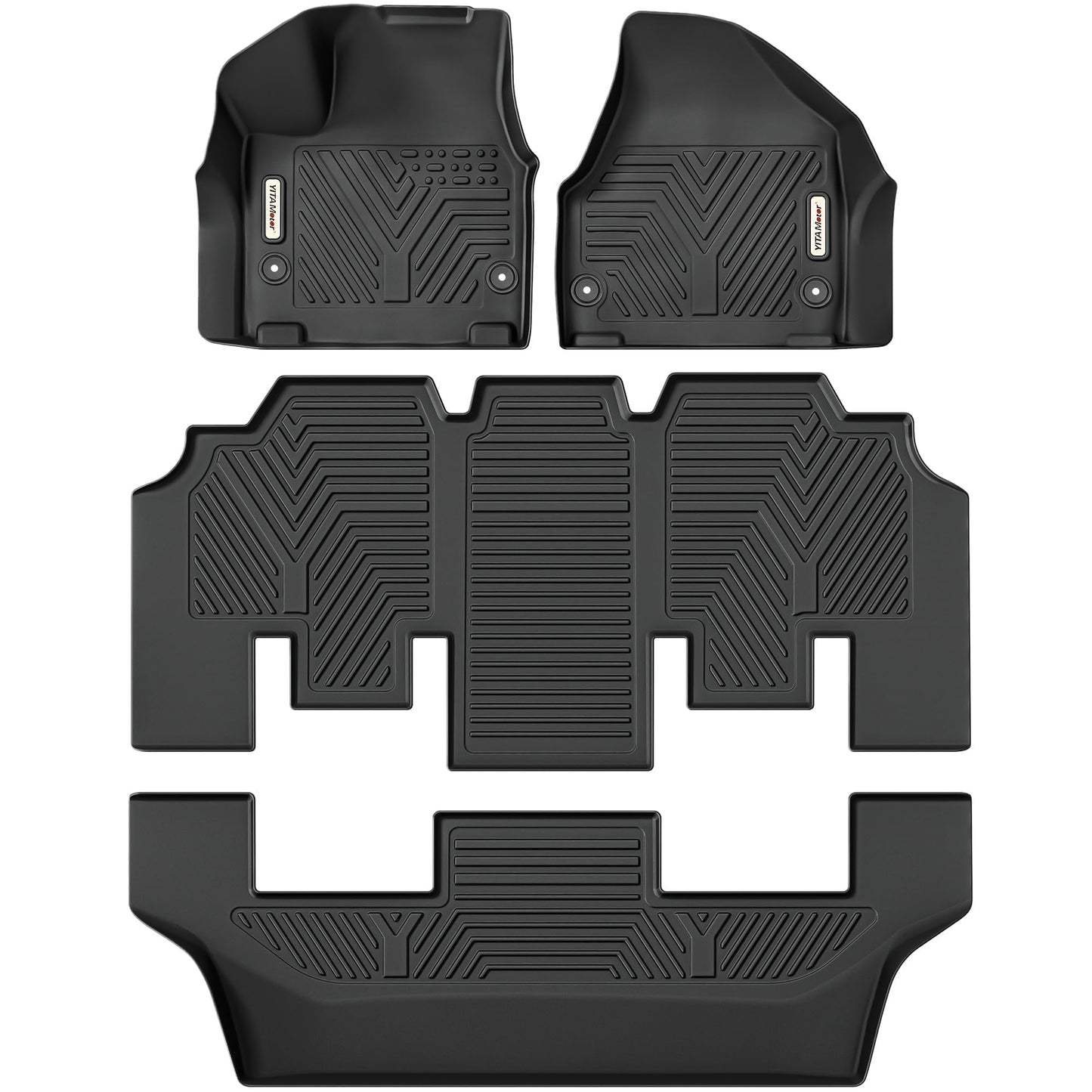 YITAMOTOR Floor Mats Compatible with 2017-2026 Chrysler Pacifica 7 or 8 Passenger Model (No Hybrid Models), Included 3 Row All Weather Protection TPE Floor Liner Set, Black
