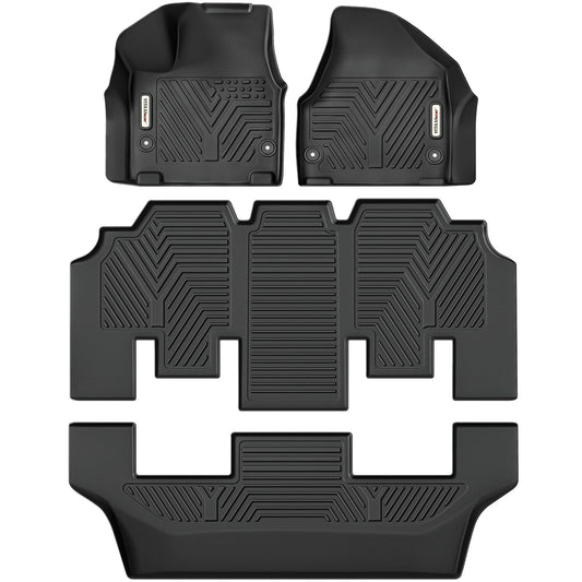 YITAMOTOR Floor Mats Compatible with 2017-2026 Chrysler Pacifica 7 or 8 Passenger Model (No Hybrid Models), Included 3 Row All Weather Protection TPE Floor Liner Set, Black