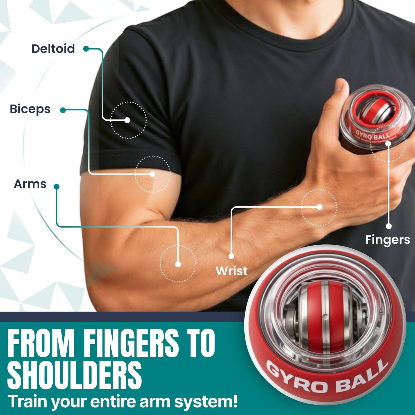 Nexfit Torque Ball Hand Exerciser - Wrist Power Gyro Ball & Forearm Exerciser – Premium Wrist Strengthener for Fitness, Rehab, Stress Relief & Dexterity Training – Portable, Gift-Ready for Adults