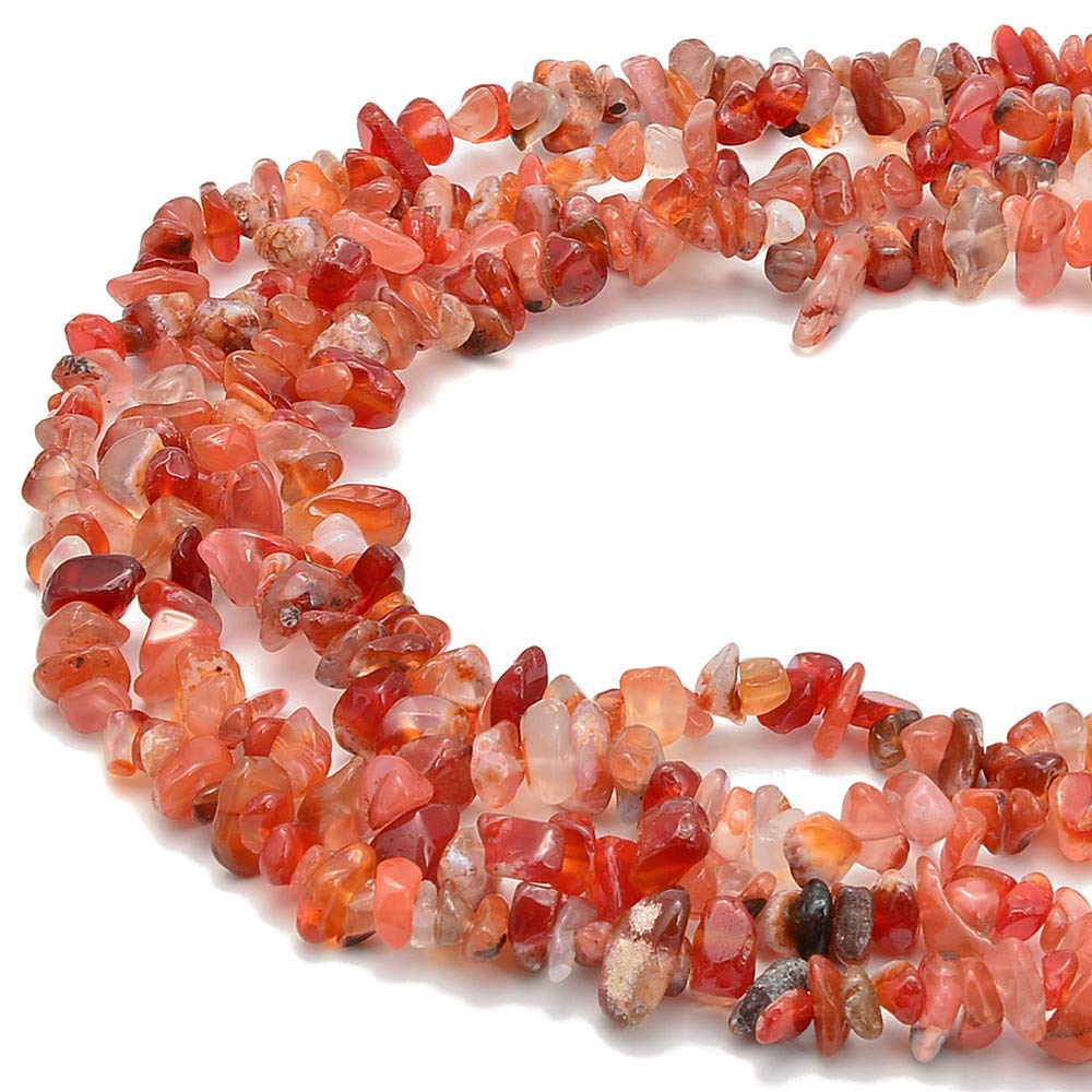 PLTbeads 5-8mm Natral Healing Gemstone Waist Bracelets Necklace Kit Irregular Stone DIY Crafts Design Jewelry Making 1 Strand per Bag Approxi 34 inch (Red Agate Chips)