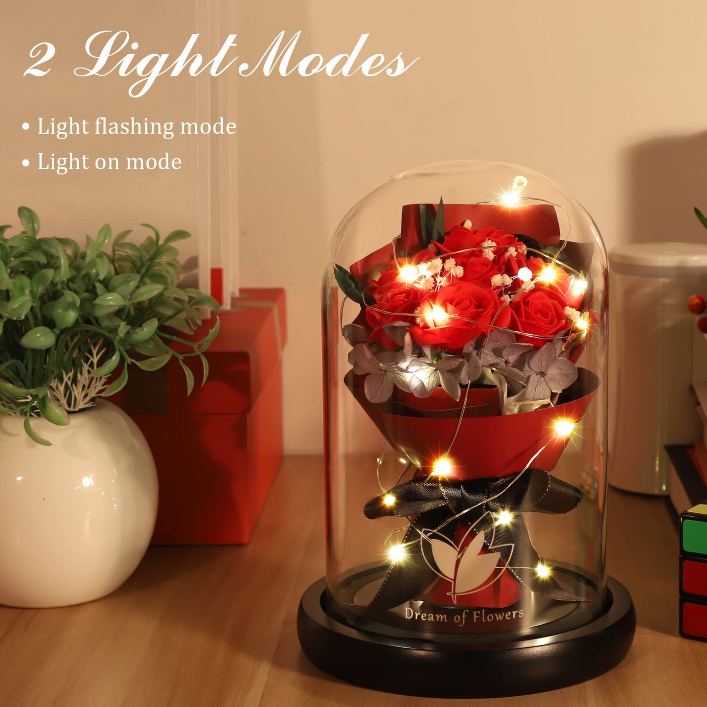 Valentines Day Gifts for Her-Beauty and The Beast Rose,Lasts Forever Red Roses,Light Up Rose in Glass Dome,Gifts for Women,Birthday Gifts for Mom,Wife,Grandma,Anniversary,Mothers,Thanksgiving