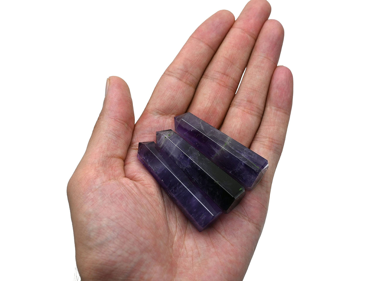 Amazing Gemstone Set of 3 Amethyst, Rose Quartz, Black Tourmaline Crystal Towers - Natural Healing Crystal Point Obelisk for Reiki Healing and Crystal Grid (2 Inch to 3 Inch)