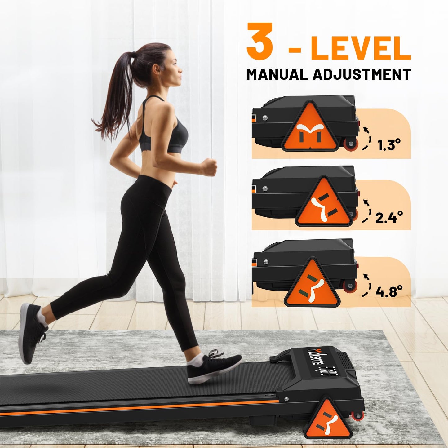 Maksone Walking Pad with Adjustable Incline,Under Desk Treadmill for Home/Office,Portable Treadmills,Installation-Free,with Remote Control