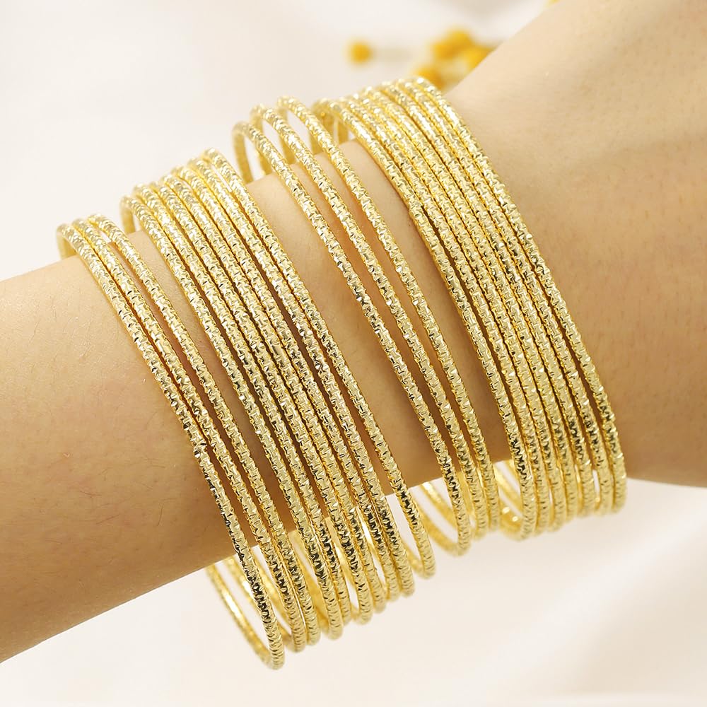 RINTOLER 20Pcs Black Bangles Bracelets Set for Women - Multi Layer Stackable Textured Thin Bracelets Indian Bangles Boho Jewelry Set (A-20PC-GunBlack)