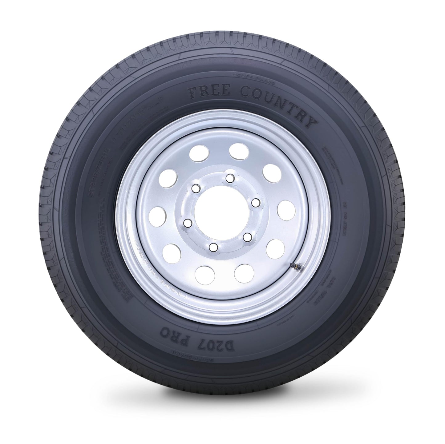 Free Country Trailer Tire Wheel Assembly ST225/75R15 10-Ply E 117M 6 Lug on 5.5" PCD Silver Mod Rim