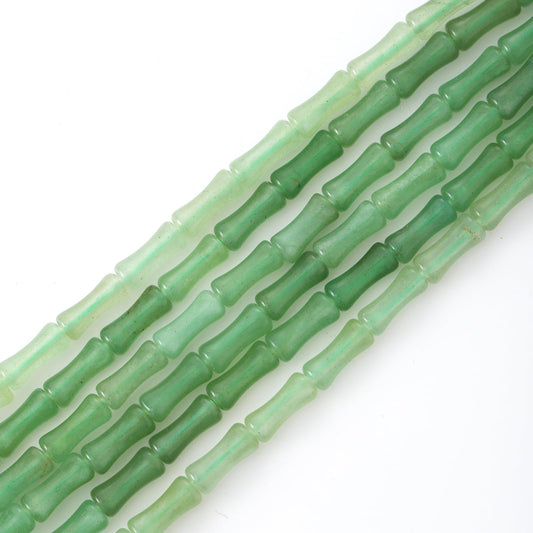 5x12mm Natural Green Aventurine Stone Bamboo Shape Gem Healing Energy Loose Spacer Beads for DIY Necklace Bracelet Earring