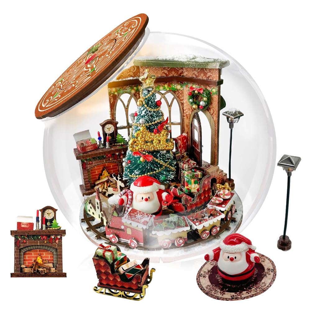 iiecrKiie Dollhouse Miniature DIY House Kit Creative Room with Furniture and Glass Cover for Adult to Building, Halloween/Home Decorations/Gifts for Family and Friends (SDXZ)