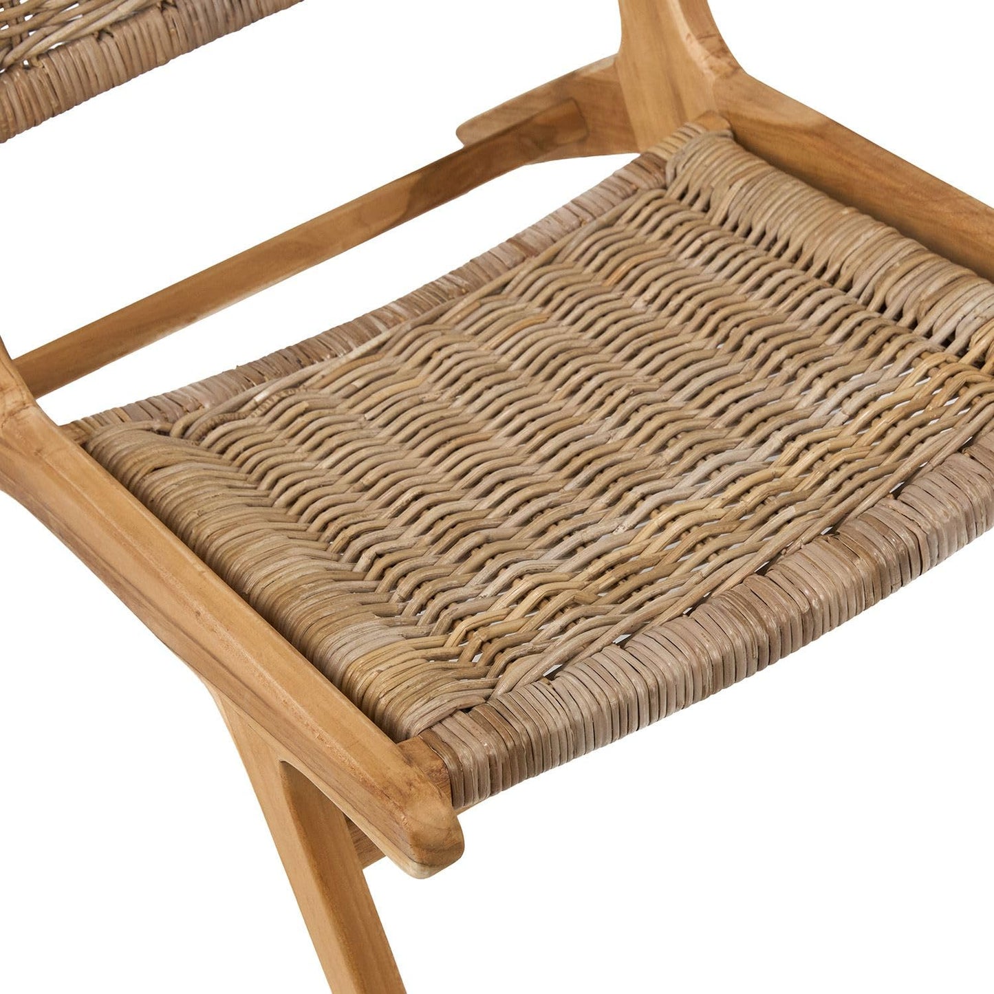 TeakCraft Teak Rattan Lounge Chair – Mid Century Modern Accent Chair, Solid Teak Wood, Natural Rattan, Boho & Scandinavian Style Seating for Living Room, Bedroom, Patio – Easy Assembly, The Vega