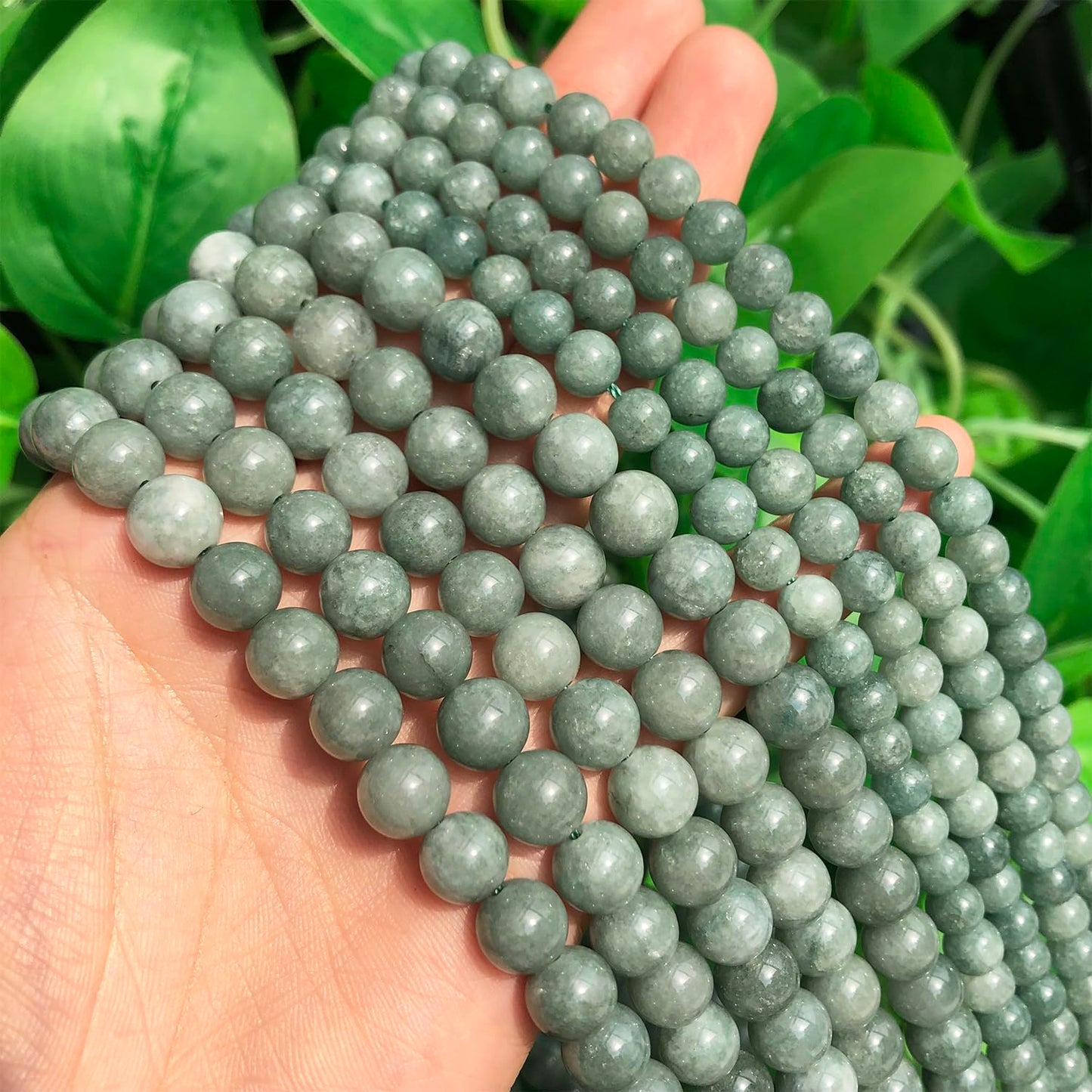 Yochus 60pcs Burmese Jade Beads，6mm Healing Power Natural Stone Round Loose Gemstone Beads for Jewelry Making Earring Necklace DIY Crafts