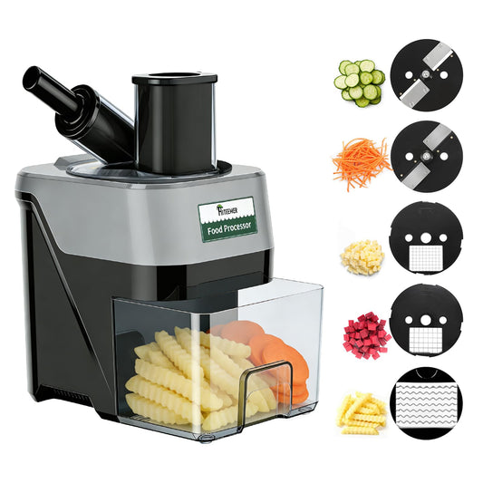 5-In-1 Electric Vegetable Chopper, Commercial Vegetable Slicer Food Processor Veggie Food Dicer with Slicing Shredding Striping for Onion Potato Cabbage Fruit Cutter Home Use