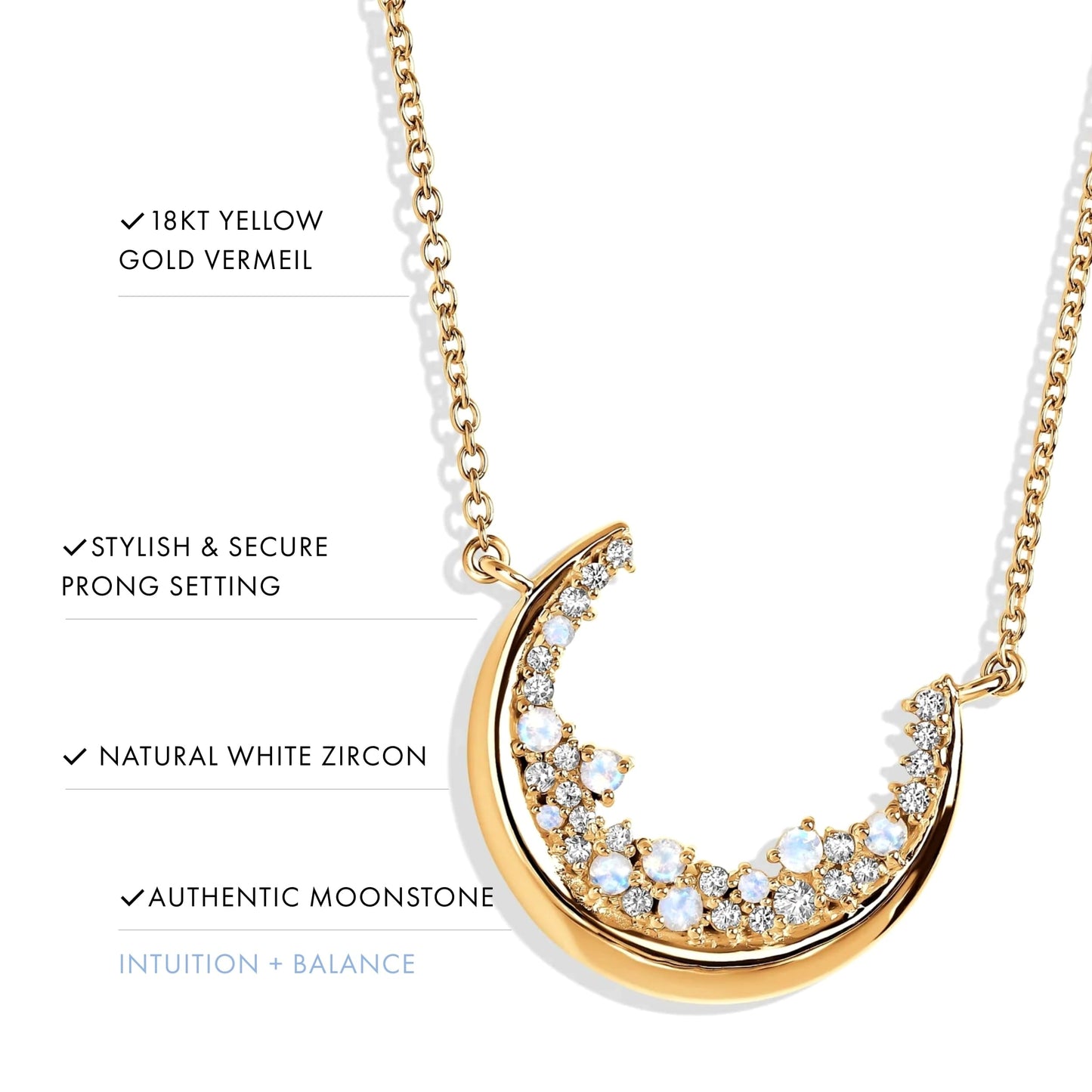 Moon Magic - Authentic Moonstone Necklace for Women | Onyx, Black Obsidian Necklaces/Real 925 Sterling Silver/18k Rose and Yellow Gold Enchanted Crystal Necklace for Women | Genuine Gemstone Jewelry