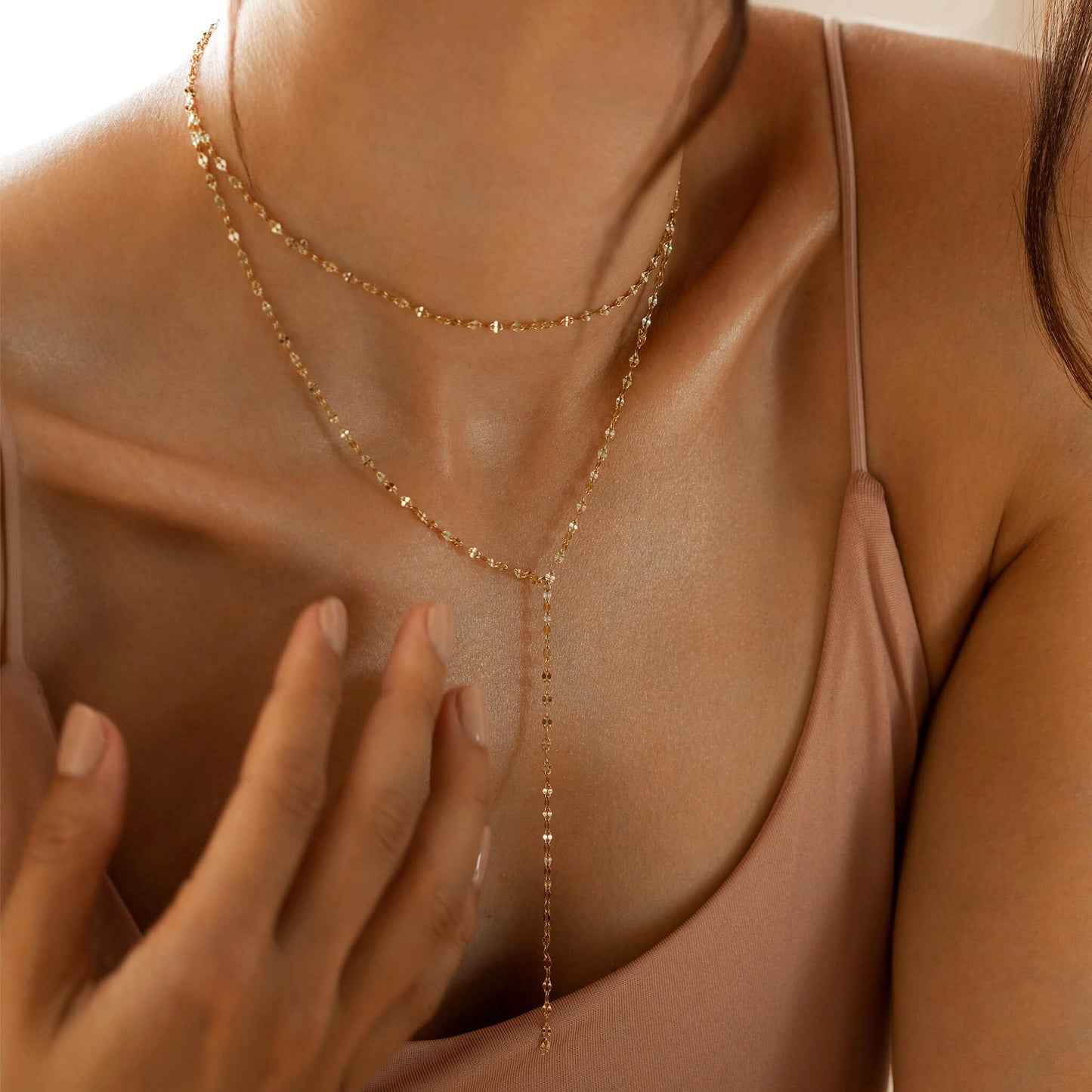 Treasure Bender Lariat Gold Necklace for Women Dainty Long 14k Gold Plated Y-Shaped Body Chain Choker Necklace Layered Trendy Non Tarnish Simple Necklaces Gold Jewelry for Women Set Gift