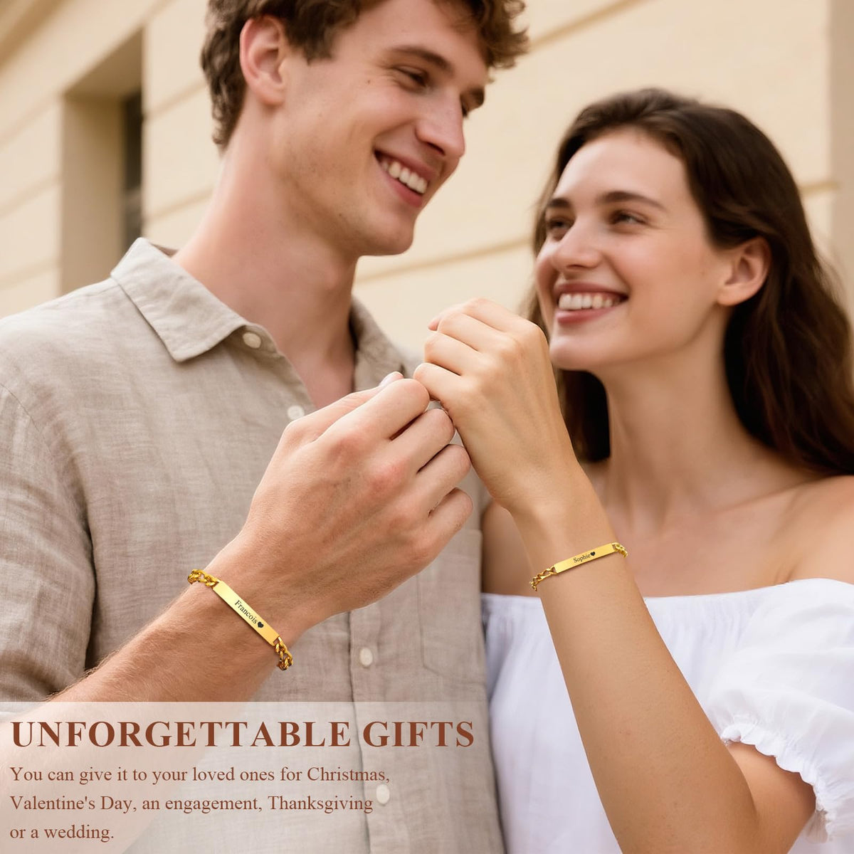 Personalized Matching Bracelet for Couple - Free Engraving Custom Couples Bracelets,Hypoallergenic Adjustable Stainless Steel Long Distance Relationship Jewelry,Promise Bracelet Gifts for Him and Her