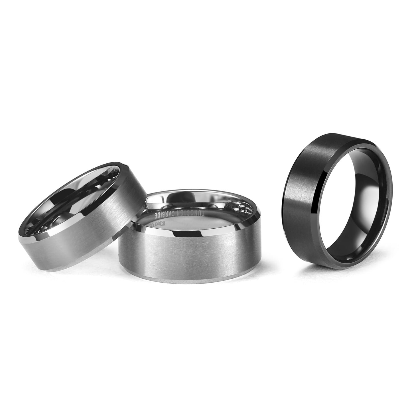 King Will 8mm Basic Wedding Ring For Men with Brushed Matte Surface Beveled Polished Edge Comfort Fit 11