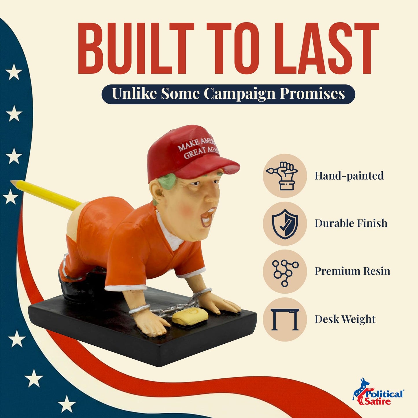 Political Satire Donald Trump Pen Holder - Donald Trump Merchandise. Funny Gifts for Men, White Elephant Gifts for Adults. Unique Gifts, Gag Gifts for Men, Mens Gifts.
