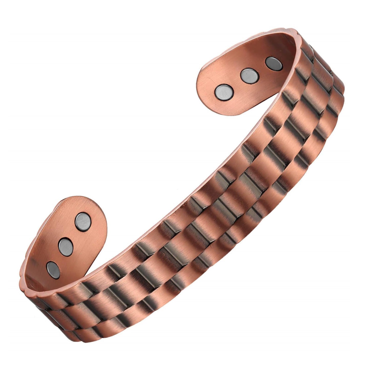 Earth Therapy Men's Pure Copper Ultra Strength Magnets Gear Cuff Bracelets - Adjustable - Detox Lymphatic Drainage - Heavyweight Steampunk Cuff Style - Women Unisex