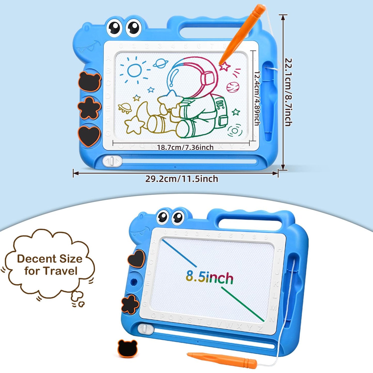 AiTuiTui Magnetic Drawing Board Toddler Toys Gift for Girls Boys, Color Sketch Writing Scribble Doodle Pad Travel Games, Educational Learning Kids Toys for Birthday or Easter (Blue)