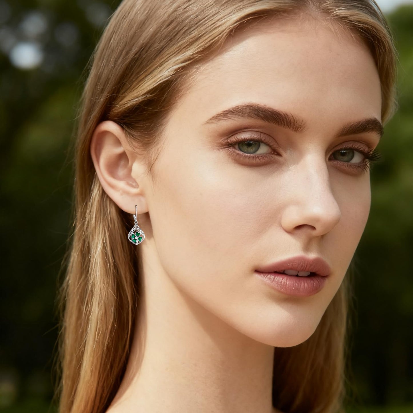 YYmqmq Green Clover Earrings for Women 925 Sterling Sliver Shamrock Dangle Earrings Leverback Filigree Jewelry Irish Jewelry St Patricks Day Gifts for Women Girlfriend
